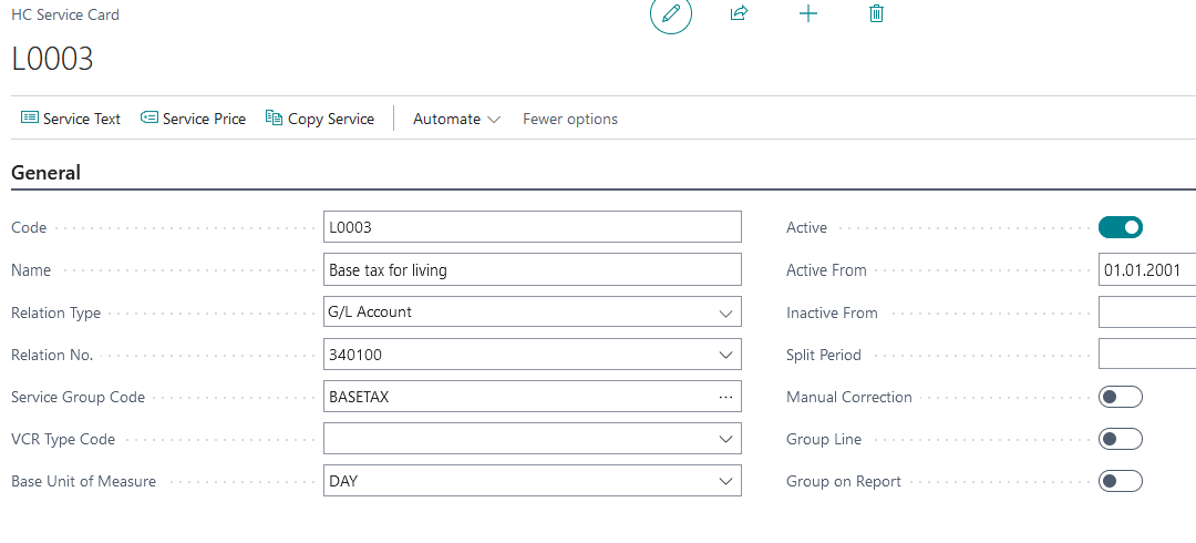 Service sample screenshot